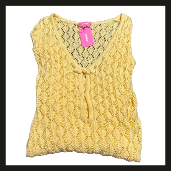 Edikted Brie Yellow Crochet Cut-Out Mini Dress XS NWT Festival Beach Cover Up - Picture 9 of 12